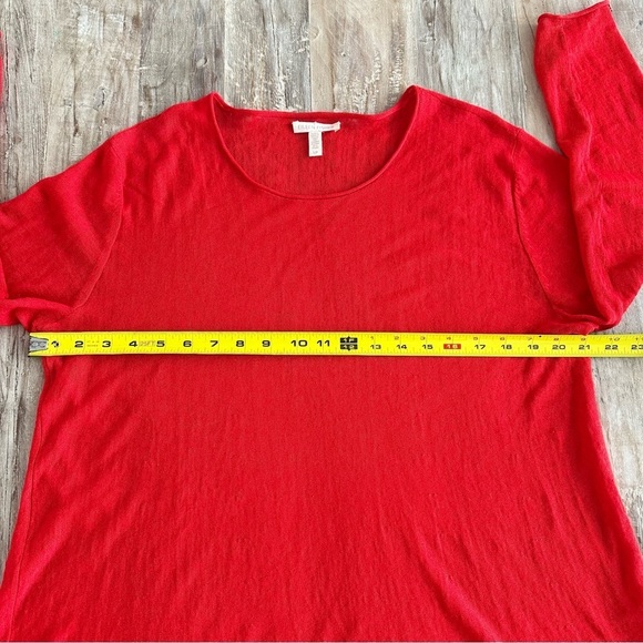 Eileen Fisher Linen Blend Top Red SZ Small Scoop Neck Lightweight Beachy Flowy - Picture 8 of 8